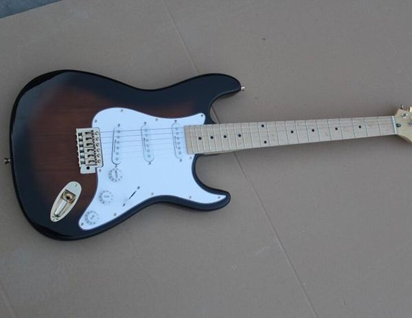 

st электрической гитары черный коричневый корпус клен fingerboard золотые детали могут быть настроены и изменены, бесплатная доставка
