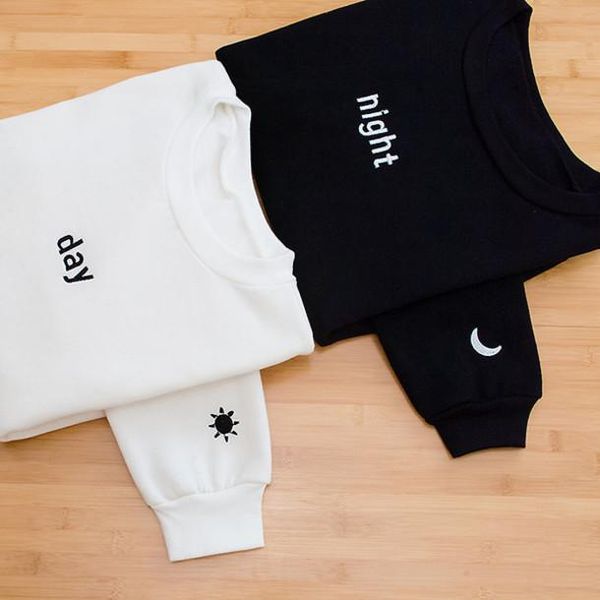 

day and night moon and sun saweatshirt funny pullover pure cotton jumper graphic tumblr women quote outfits sweats top, Black