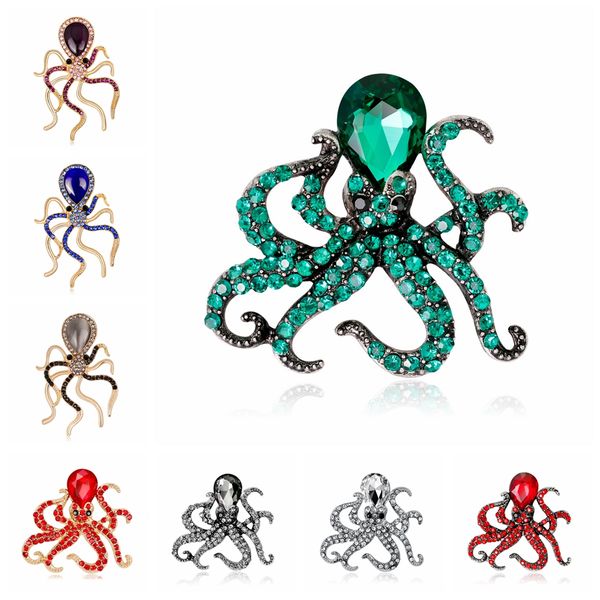 

marine animal ocs squid brooch for women fashion jewelry enamel rhinestones marine animal ocs squid brooches pins, Gray