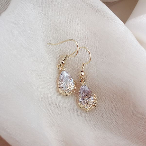

french romantic female drop earrings crystal earrings simple and temperament 2020 new wave of female wild earrings korea, Silver