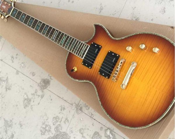 

lp electric guitar sunset color body color shell edging ec-1000 active pickup, ing