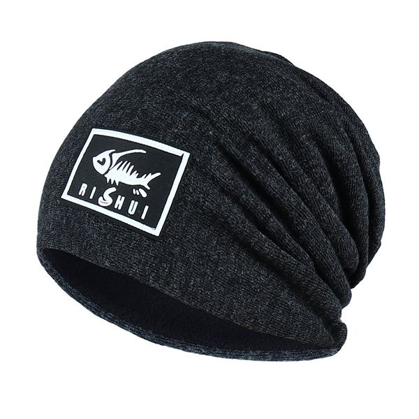 

men's winter new fashion knitted beanie hat thin section outdoor ski riding warm wool hat letter pattern solid color casual beanie cap, Blue;gray