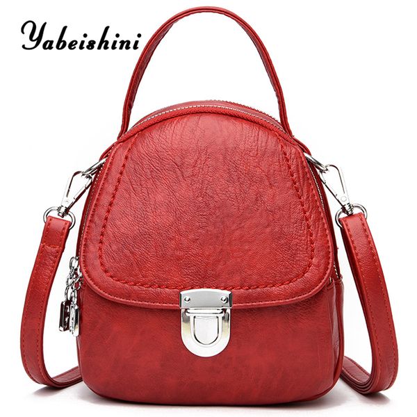 

multifunctional lady mini backpack for women leather backpack fashion door lock travel backpacks female shoulder bag school bag