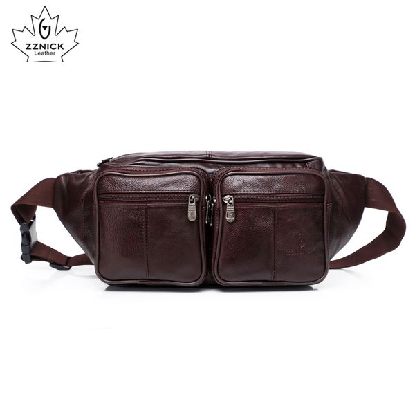 

cow genuine leather men waist pack fanny pack bum bag man pouch travel cash card pochete bolso cintura homme zznick