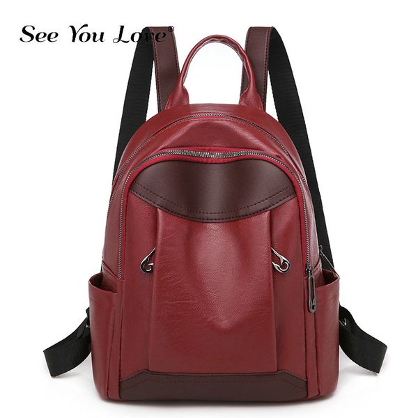 

new leather backpacks women high capacity shoulder bag lady travel backpack mochilas school bags for teenage girls