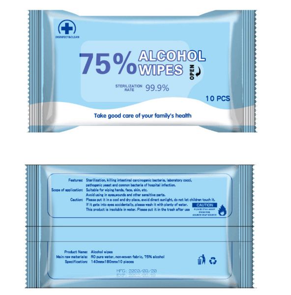 

the latest 1 pack = 10 pieces, perfect individual packaging, disinfection wipes, portable anti-virus paper towels, dhl ing