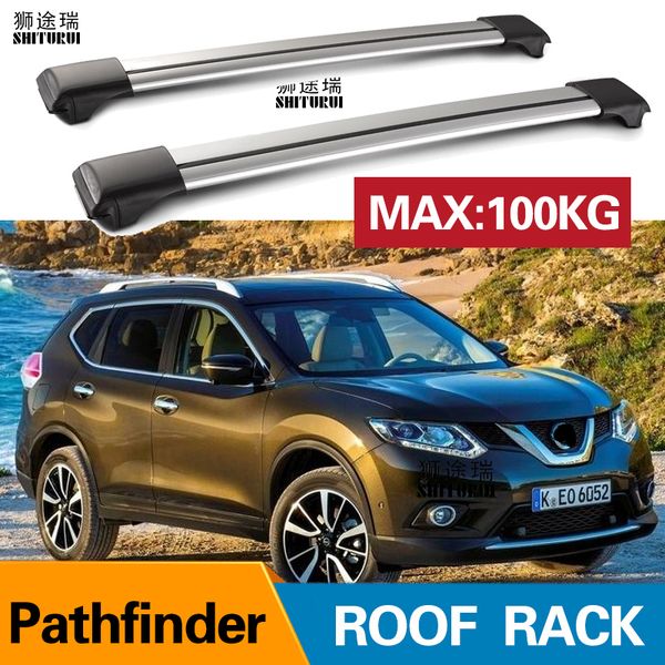 

2pcs roof bars for nissan pathfinder (r52) 2013+ aluminum alloy side bars cross rails roof rack luggage cuv suv led