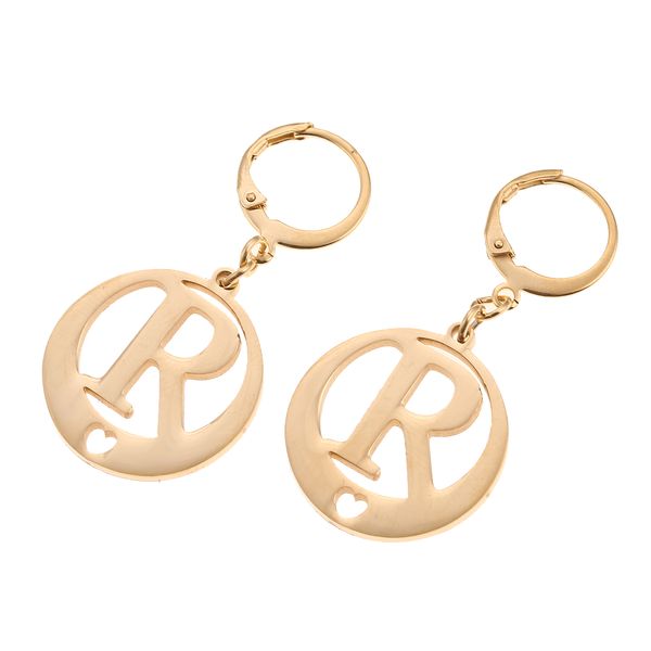 

stainless steel initial r alphabet earring monogram trendy simple jewelry letters pendant earring, Silver