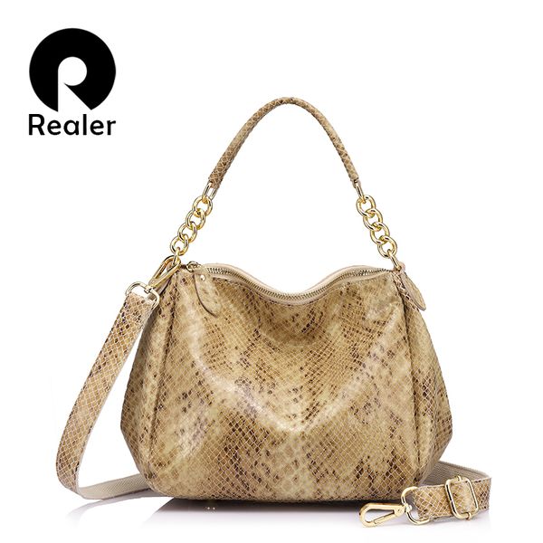 

realer brand new female genuine leather shoulder bag luxury handbags women bags designer serpentine prints crossbody bags 2017