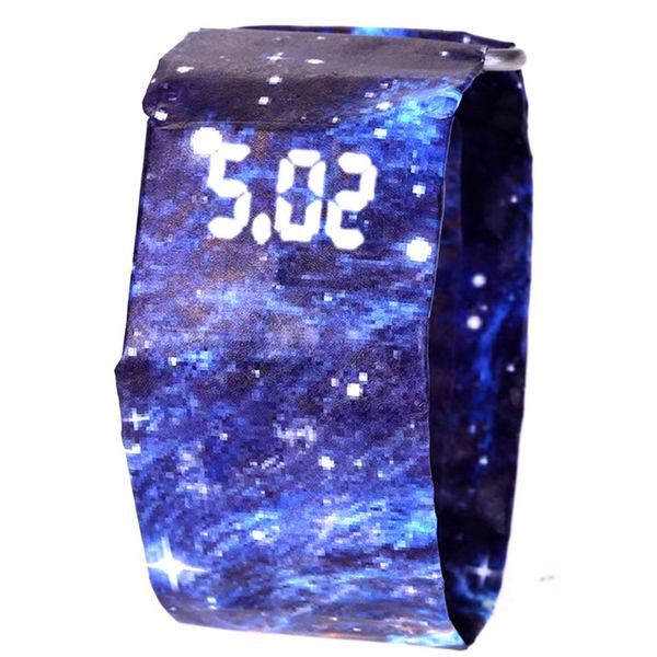 

waterproof tyvek paper strap led watch digital watches sport watch relogio feminino couples watch men women student#3, Slivery;brown