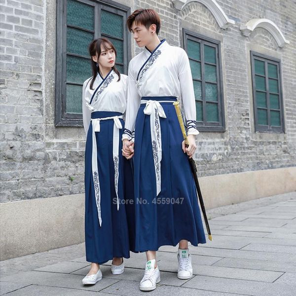 

stage wear traditional chinese style hanfu men classical swordsman clothing women fairy folk dance dress performance costume, Black;red