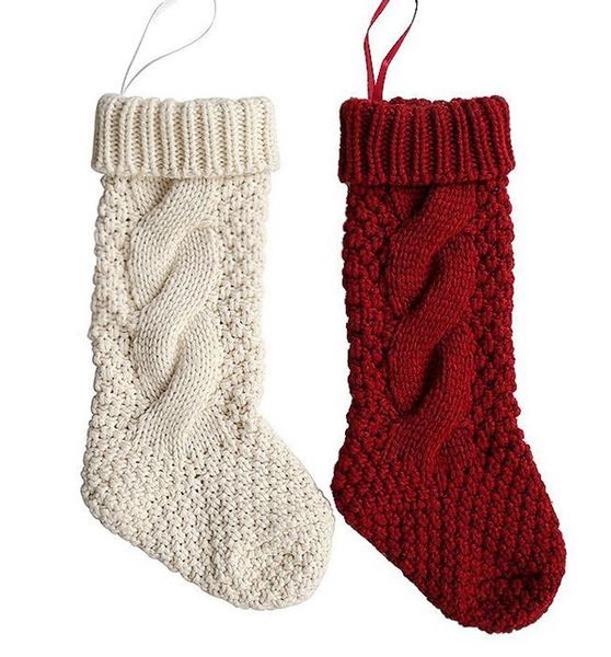 

unique burgundy knit christmas stockings rustic personalized knitted xmas party fireplace decoration hang on stocking beige 37cm