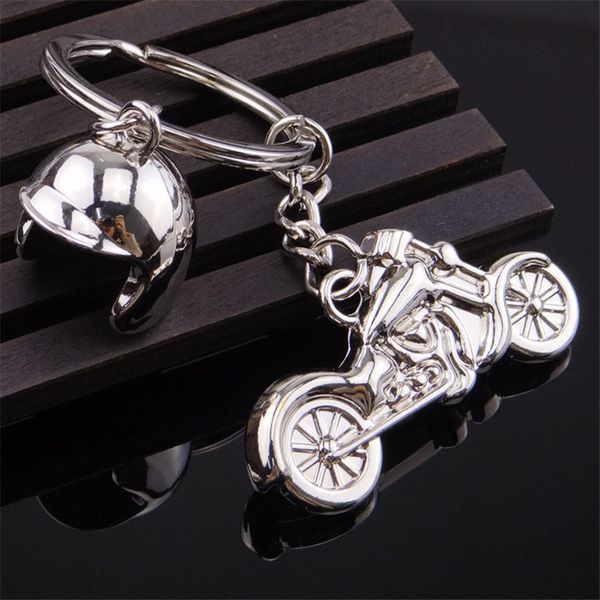 

new silver motorcycle with helmet key chain for men moto charms keychain male jewelry bag car trinket souvenir party gift