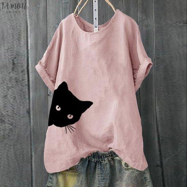 

blouses women 2020 summer pluse size casual cartoon printed short sleeve long shirt women blouses blusas verano mujer, White