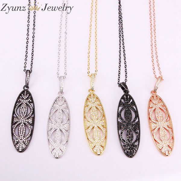 

5pcs, fashion cz micro paved crystal zirconia stars of oval pendant necklaces for women and men jewelry, Silver