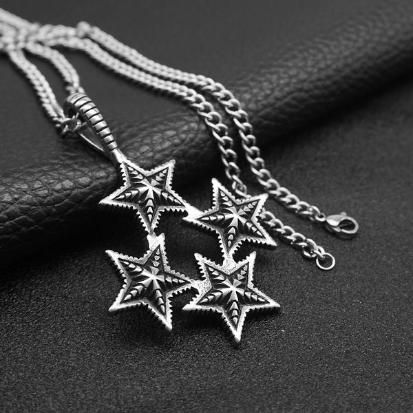 

stainless steel men's vintage punk pentagram, Silver