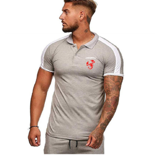 

men's polo shirt for abarth car logo t-shirt summer mens short sleeve casual male solid colour cotton t shirts men clothes m