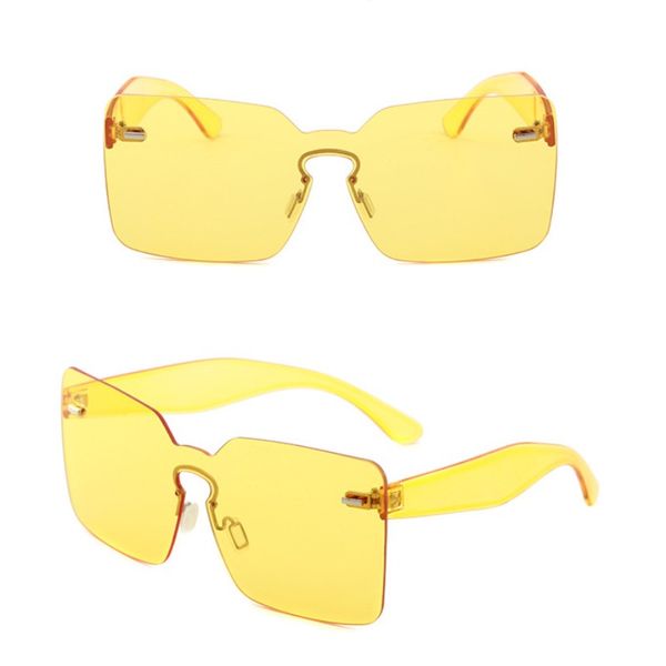 

square shape sunglasses 2019 women rimless frame tint clear lens colorful sun glasses outdoor eyewear 6 colors 1811, White;black