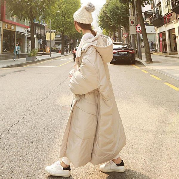 

2019 winter women's parka jackets female coat hooded loose oversize thick warm coat street fashion clothing new, Black