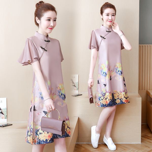 

2019 chinese dress cheongsam qipao chinese traditional dress classic women qipao elegant short sleeve novelty long vestido, Red