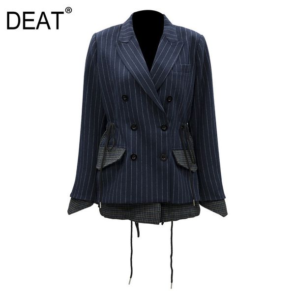 

deat] 2019 new spring summer lapel long sleeve double breasted bandage pockets personality jacket women coat fashion tide jy02, Black;brown