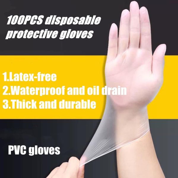 

pvc gloves 100 pc protect against grease rubber comfortable disposable mechanic nitrile gloves processing waterproof, Black;red
