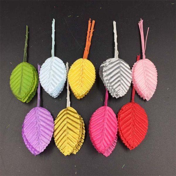 

10pcs/pack fashion multi color high simulation leaves silk stocking flower artificial scrapbooking party family decoration