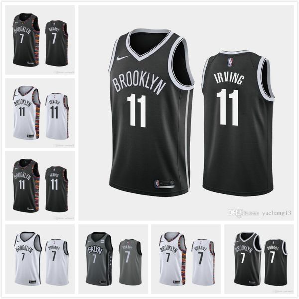 

2020 brooklyn nets nba kevin durant kyrie irving 2019-20 icon city edition statement association basketball jersey, Black
