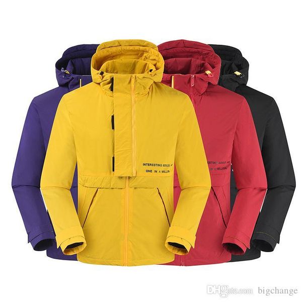 

mens hooded jacket long sleeve letter printing sports fashion outdoor soft shell windproof jacket male 2019 winter, Black;brown