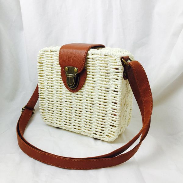 

2019 new fashion square straw beach bags for women summer knitted rattan shoulder bag hlt sale handmade woven beach cross body bags bolsa