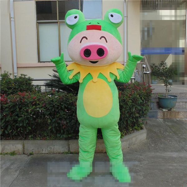 2019 de alta qualidade tamanho adulto dos desenhos animados qualidade profissional mascote sapo verde cos porco sapo fantasia personalizada kit mascotte tema fancy dress