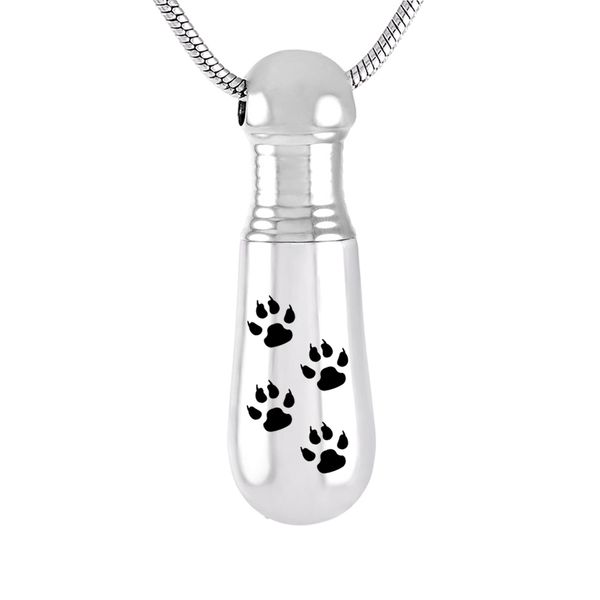 

waterproof baseball bat cremation jewelry women pendant keepsake gifts pet paw print memorial urn necklace for ashes, Silver