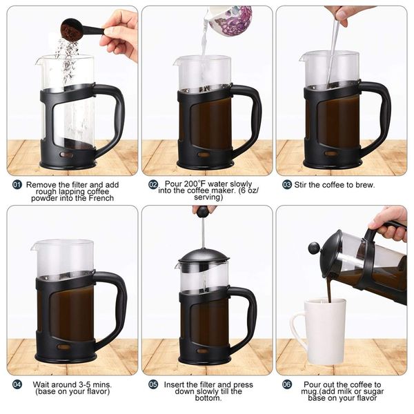 

hho-french coffee maker small french press perfect for morning coffee maximum flavor coffee brewer with superior filtration