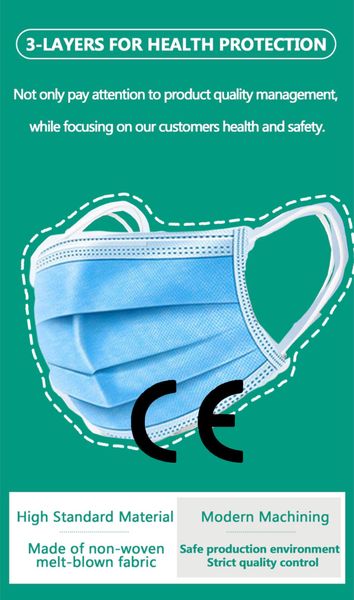 

stock ce approved high standard fast shipping 3 ply thick face masks designer anti dust air pollution protective face masks