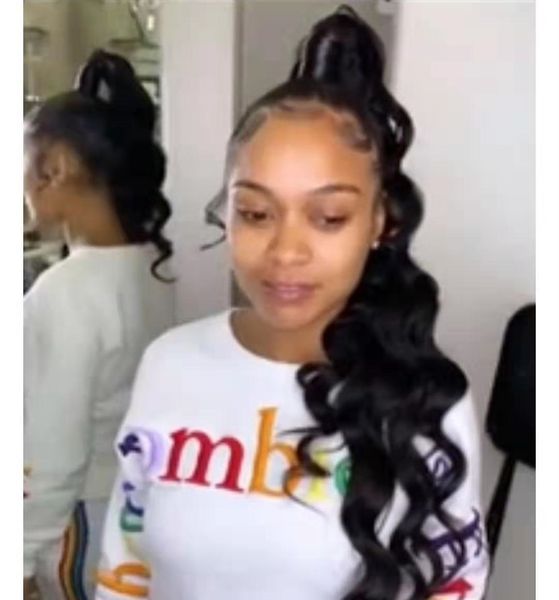 

brazilian wavy curly ponytail for women brazilian natural black color clip in ponytails human hair extensions 140g bundles