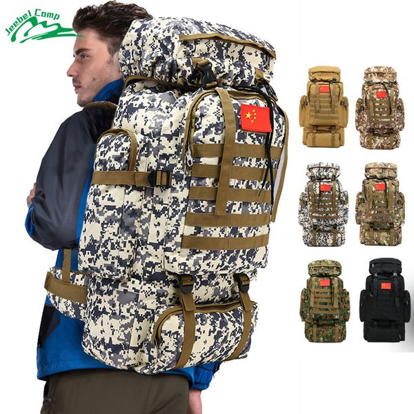 

70l 600d camping hiking mountaineering backpack molle camo waterproof tactical bag adjustable large capacity