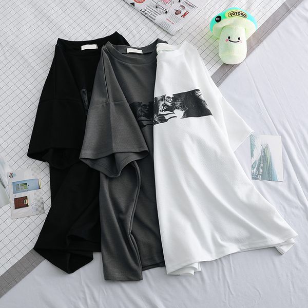 

2019 new style korean-style women's versatile student network red popular short sleeve t-shirt women's non-mainstream sense, White