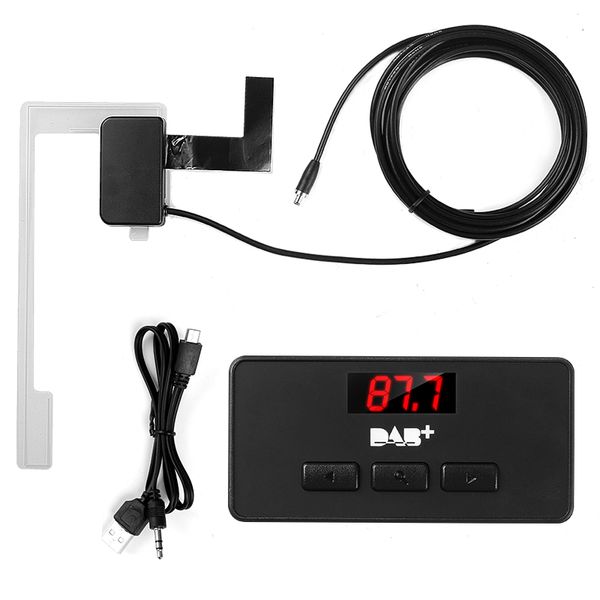 

car radio mini digital dab/dab+ fm tuner receiver stick led display digital audio broadcasting 3.5mm aux interface for autoradio
