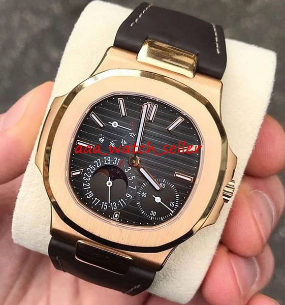 

8 colors mens automatic watches nautilus 5712 5712g 5712r 5711 everose gold stainless steel watchcase sapphire crystal luxury mens watches, Slivery;brown