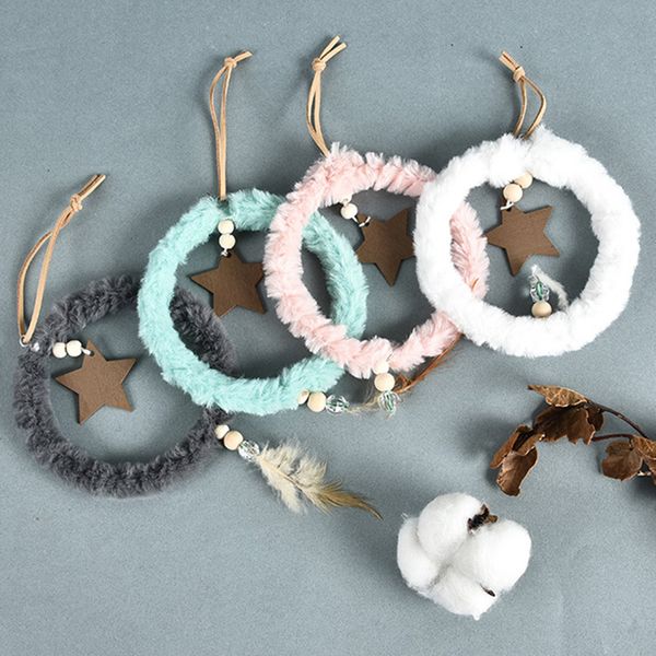 

4pcs christmas decoration pendants soft plush toy outside xmas tree hanging star ornament for home christmas decor