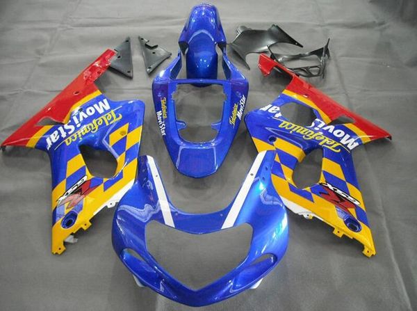 

4 подарки новый abs мотоцикл обтекатели комплект подходит для suzuki gsx-r600 gsx-r750 600 750 k1 2002 2003 2001 01 02 03 синий желтый