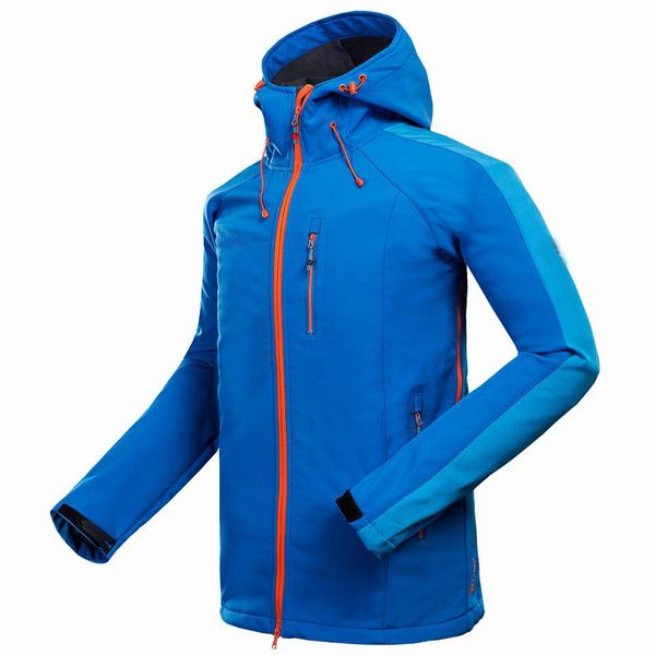 

softshell jacket men waterproof rain coat outdoor hiking clothing 2018 mens windproof soft shell camping fishing fleece jackets, Blue;black