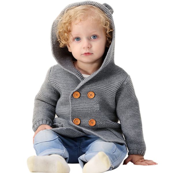 

biniduckling toddler baby boys girls jacket clothes autumn winter knitted coat hooded sweaters outerwear windbreaker for a boy, Blue;gray