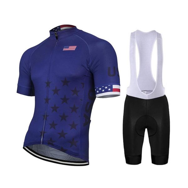 

сша 2019 новый открытый мужчины лето велоспорт джерси установить велосипед дорога mountain race tops синий велоспорт set bib short дышащий 9, Black;red