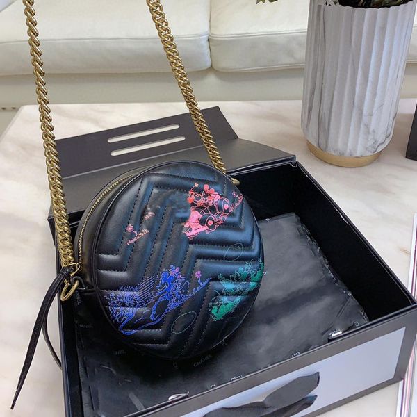 

crossbody bag round bread bag women bags sheepskin pattern new style appliques hearts women chain shoulder bags ing