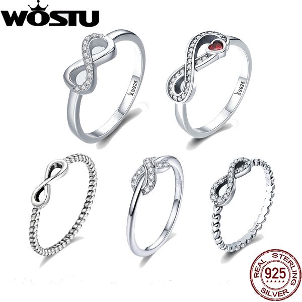 

wostu горячие продажи 100% стерлингового серебра 925 пробы бесконечность кольцо для женщин девушка s925 палец кольца серебряные ювелирные из, Golden;silver