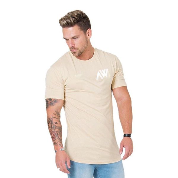 

men's short-sleeved t-shirt fitness muscle brand shirt t-shirt 2018 new summer slim men's casual cotton sportswear, White;black