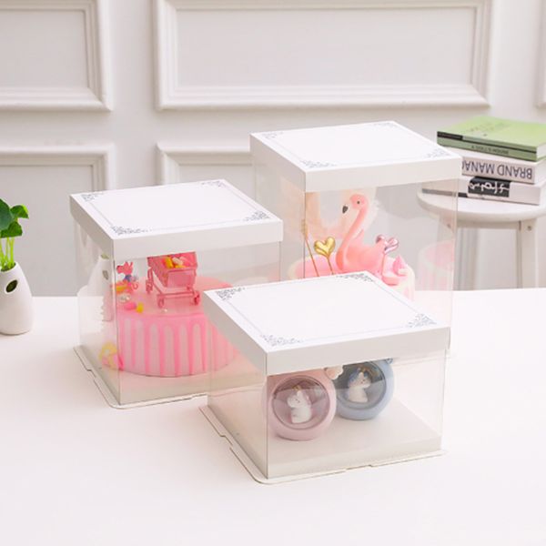 

network explosion models transparent cake box 4/6/8 inch silver birthday cake box net red single layer multi size