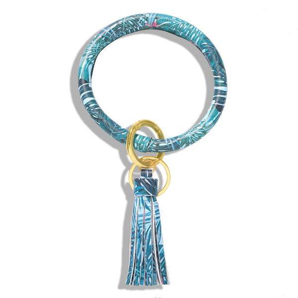 

new popular fashion ins designer cute lovely beautiful flower pattern tassel key ring leather bangle bracelet for woman 9 colors