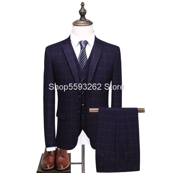 

suit suit men business positive pack three-piece set slim fit groom marriage dress england grid male, White;black